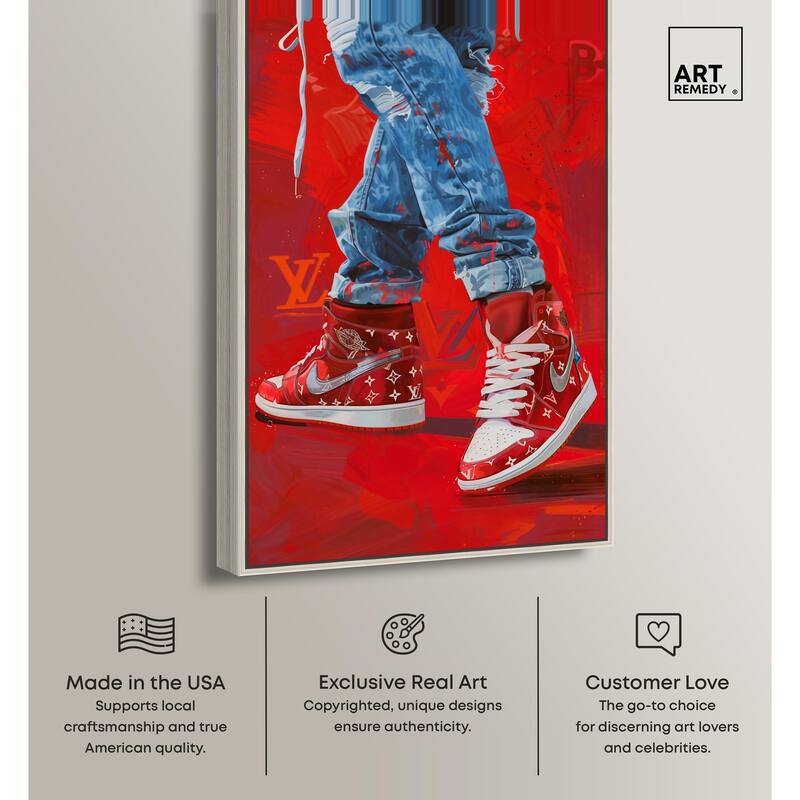 Bold Red Glam Sneakers Canvas by Art Remedy