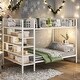 preview thumbnail 1 of 26, Multifunctional Twin Over Full Kids Bunk Bed with 5-TierShelf White