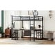 preview thumbnail 16 of 24, Full Size Metal Loft Bed with Built-in Desk and Shelves, Multifunctional Loft Bed Frame with Ladder and Guardrails
