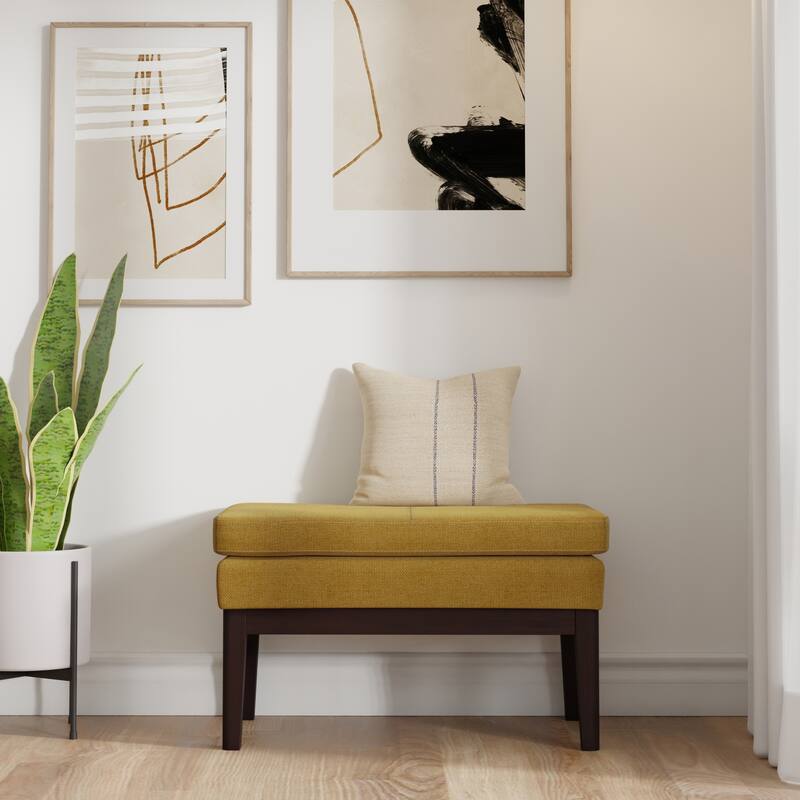 WYNDENHALL Bragg 27 inch Wide Mid Century Small Ottoman Bench - 26 Inches wide - Marigold