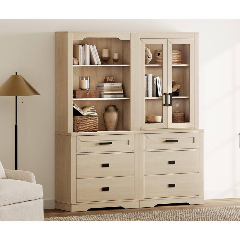 3 Tier Bookcase with Drawer,73.3" Tall Floor Standing Bookshelf