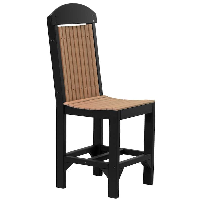 Set of 4 Poly Lumber Classic Dining Chairs - Side Chair - Antique Mahogany Woodgrain & Black - Counter Height