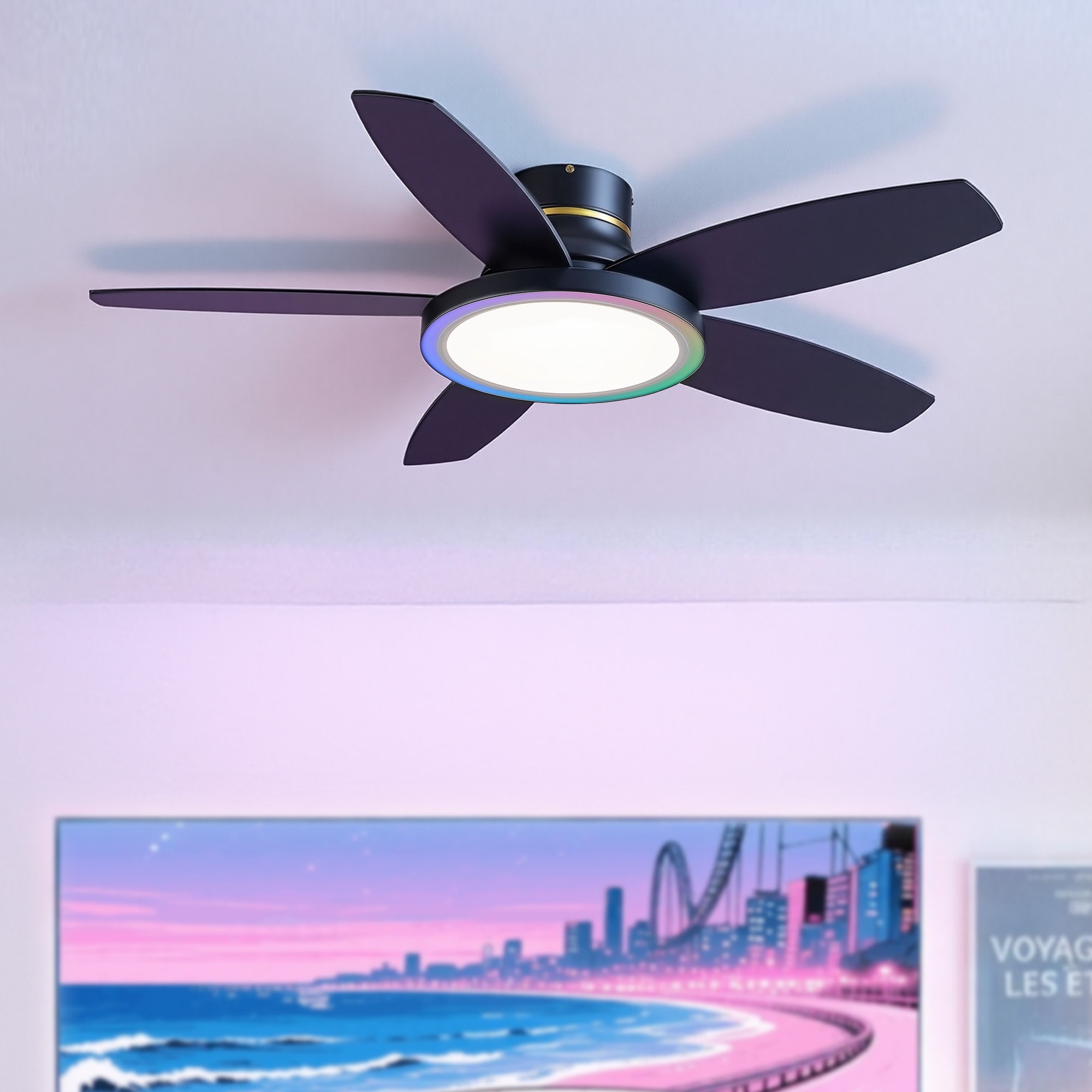 42" 5-Blade Ceiling Fan with RGB Ambient Light & Remote Control