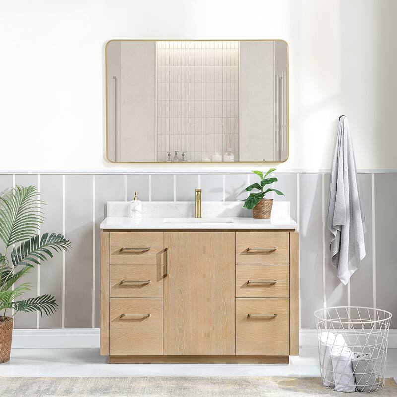 San Single Bath Vanity with Composite Stone Top and Mirror
