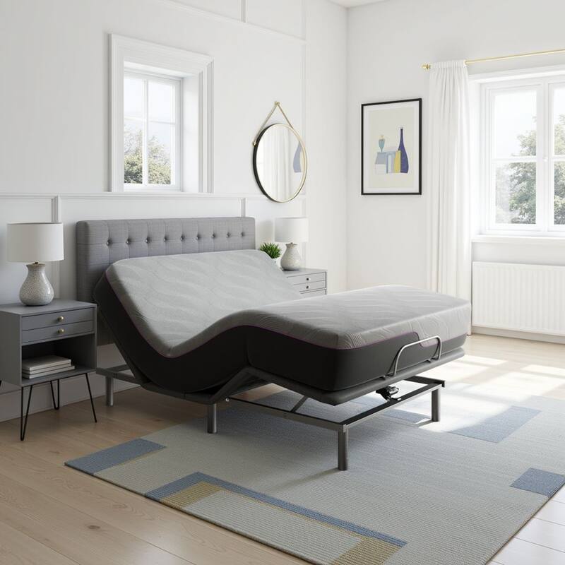 Queen Size Adjustable Bed Frame with Voice Control and Quick Assembly