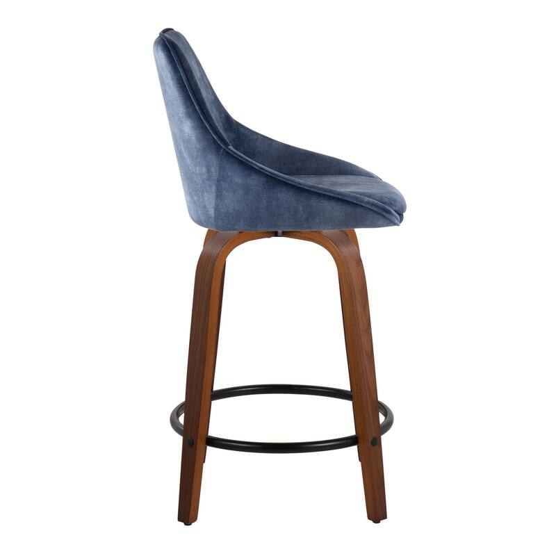 Carson Carrington Alba 24" Fixed-Height Upholstered Counter Stool with Bent Wood Legs & Round Footrest (Set of 2)