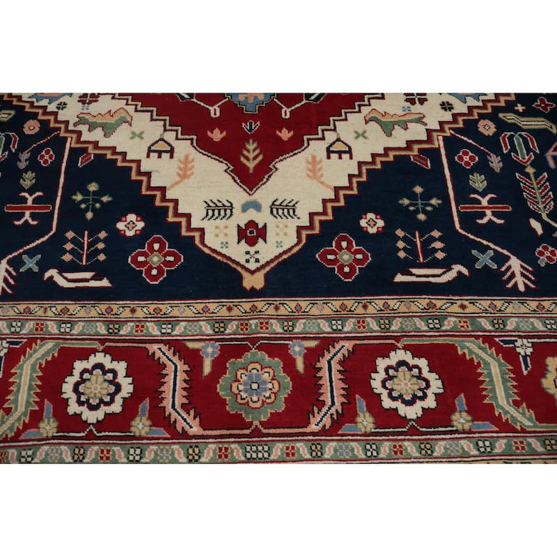 Hand Knotted Oriental 100% Wool Carpet Traditional Medallion Red Heriz (serapi) Area Rug - 9' 8'' X 7' 9''