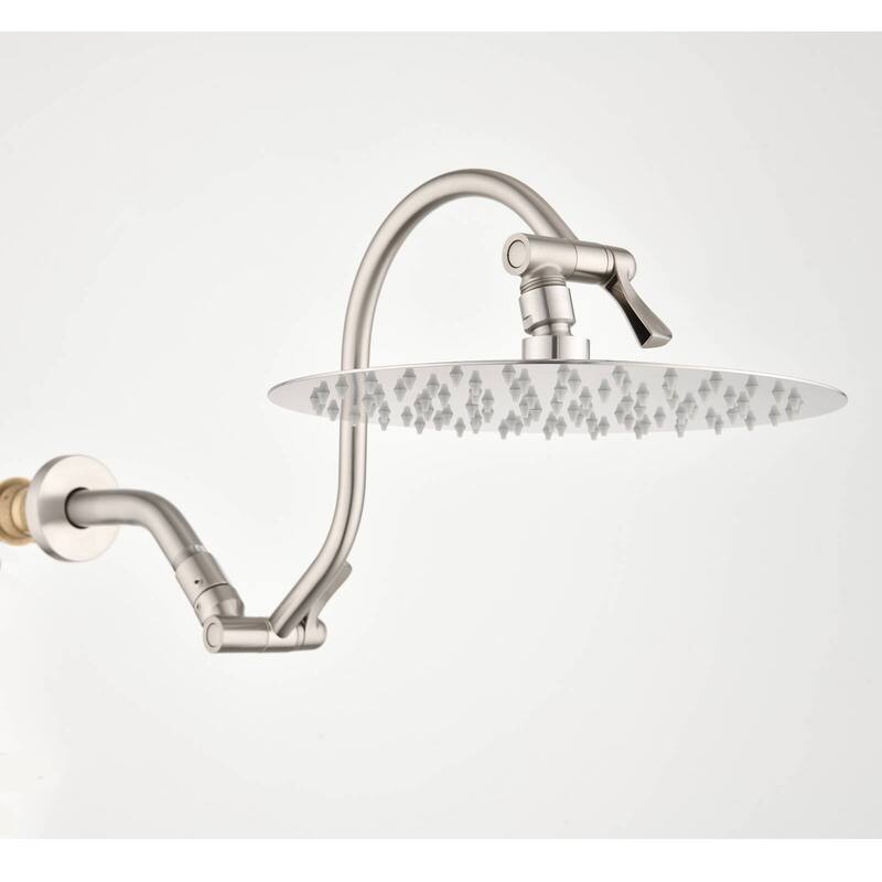 Bathlet 10" Rain Shower Head with Adjustable Height & Distance Extension Arm