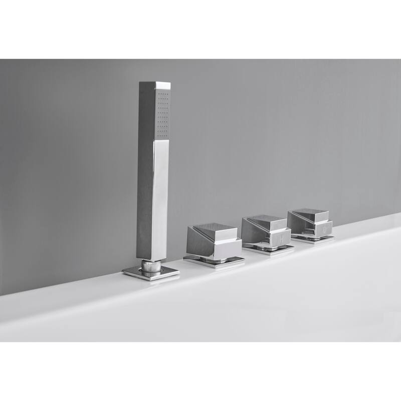 5 ft Acrylic White Rectangular Whirlpool Bathtub w Fixtures