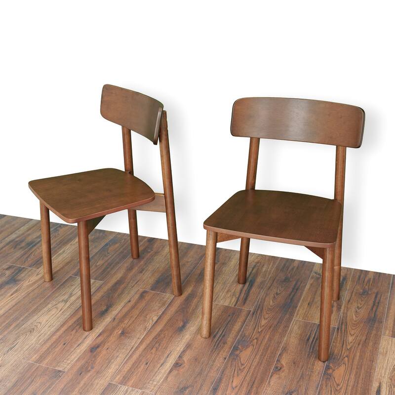 GDFStudio - Mid-Century Modern Solid Wood Dining Chair Set with Contoured Seat Design and Curved Backrest, Set of 2 - 17.7"