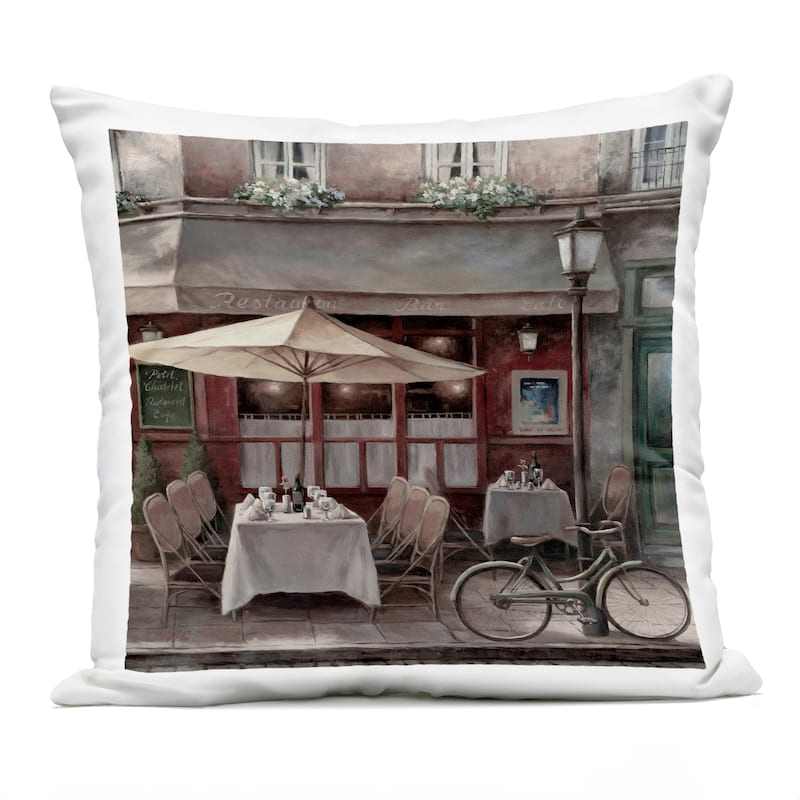 Stupell Outside Dining Bistro Printed Outdoor Throw Pillow Design by T.C. Chiu - Accent - Polyester - Brown - Single