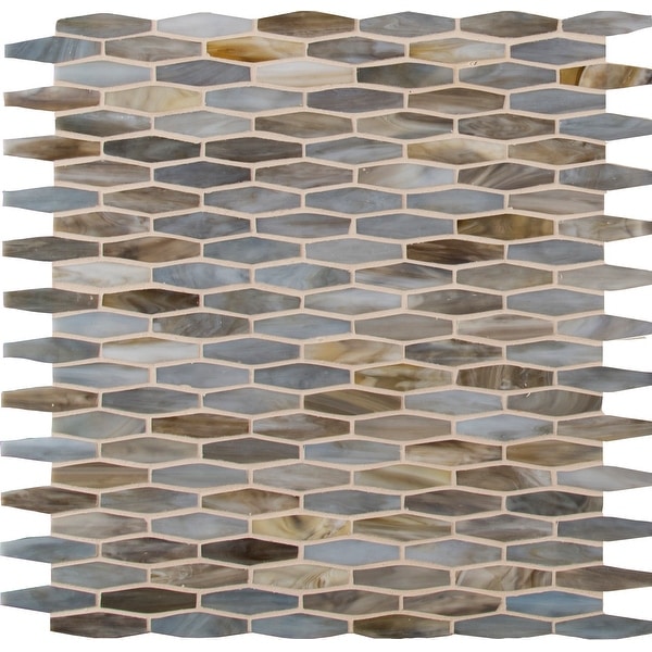 MSI SMOT-GLSB 12" x 12" Linear Hexagon Mosaic Sheet - Glossy Glass Visual - Sold by Carton (20 SF/Carton) - Mochachino