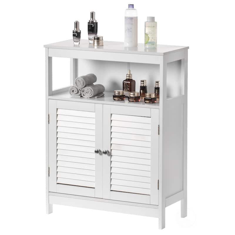 Wooden White Modern Storage Bathroom Vanity Cabinet - Wood Finish - White - Single Vanities