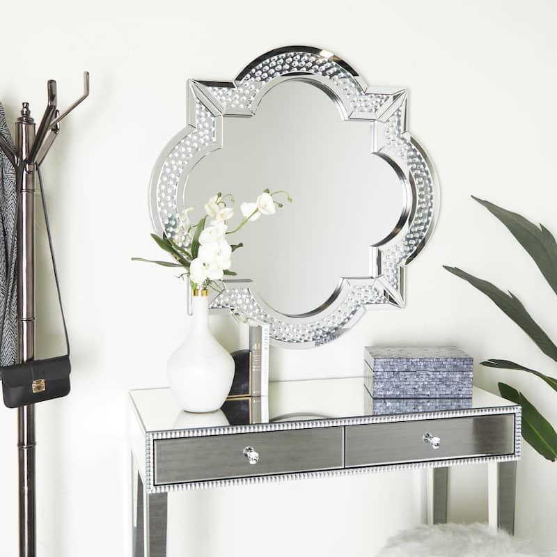 Glass Quatrefoil Wall Mirror - Silver - Roche River Decor