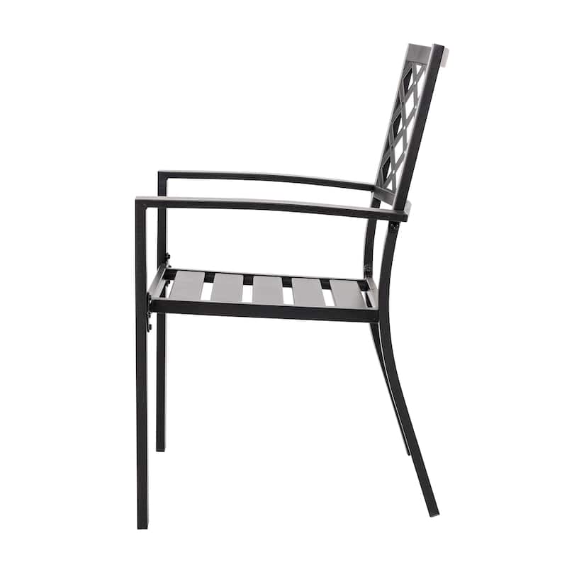 Outdoor Dining Set, Iron Finish, Black with Gold Speckles