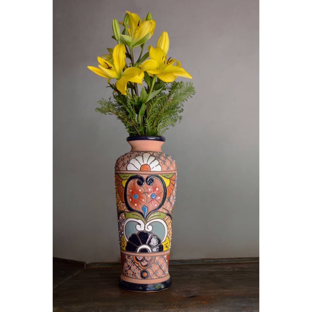 16.5 in. Talavera Needle Flower Vase
