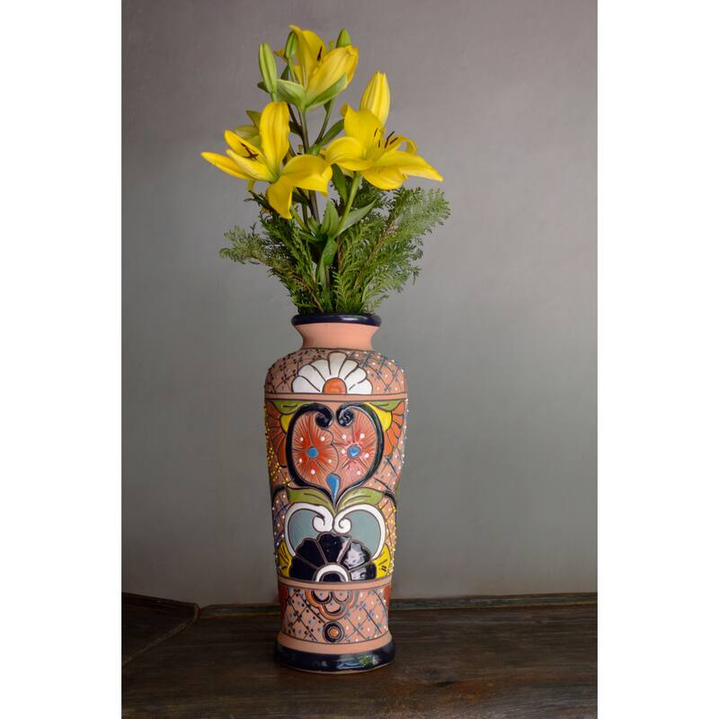 16.5 in. Talavera Needle Flower Vase