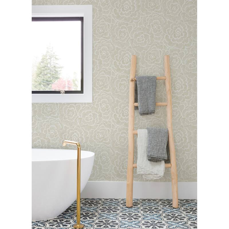 A-Street Prints Periwinkle Stone Textured Floral Wallpaper