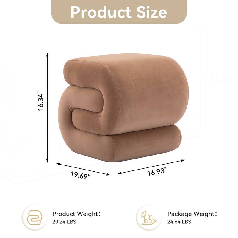 S-shape Velvet Fabric Ottoman Makeup Stool