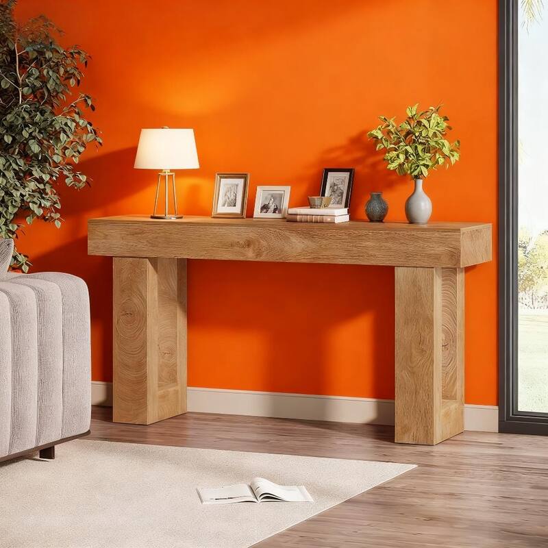 Rectangular Wooden Console Table - Sofa Table Behind Couch