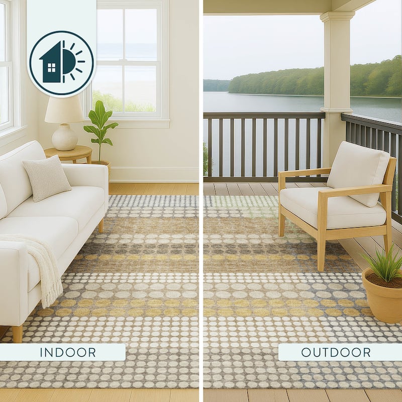 Machine Washable Indoor/ Outdoor Casual Dotty Chantille Rug