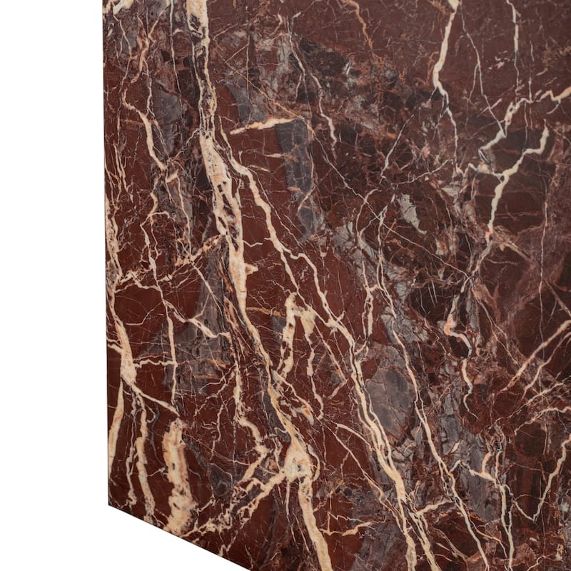 HomeRoots 20" Red Marble Square Block End Table - 15' X '20' X '15
