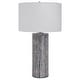 preview thumbnail 5 of 6, Glazed Stripe Table Lamp with Round Drum Shade - 27.5" - Blue and White