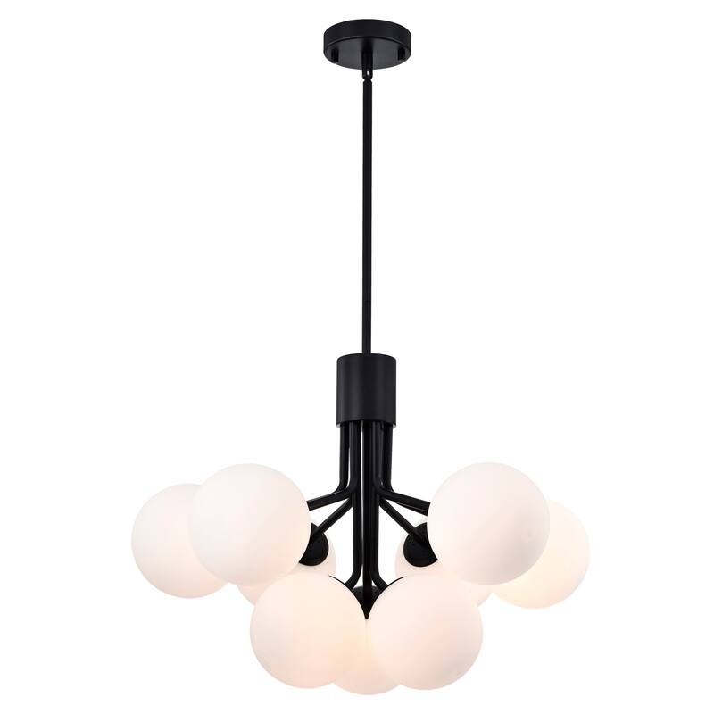 Clarisse 24 Inch Chrome Polished Finish Ceiling Lighted Chandelier Modern-Contemporary Style 9-Light - N/A - Matte Black