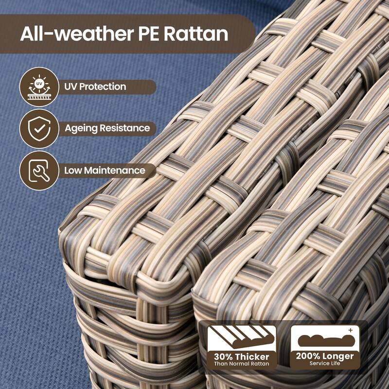 XIZZI 8-Piece Outdoor Wicker Furniture Sectional Swivel Chairs Set