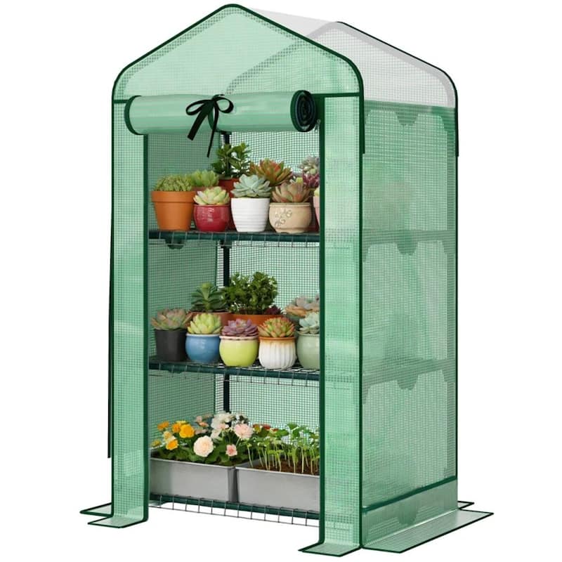 Mini Greenhouse, Plant Rack - green