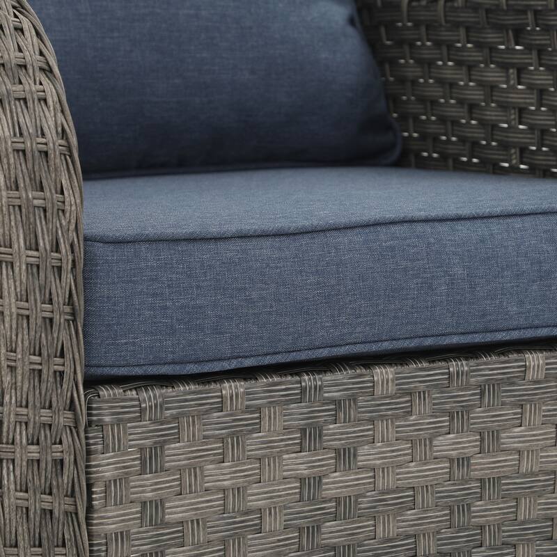 Outdoor Wicker 360 Degree Swivel Chairs with Square Table
