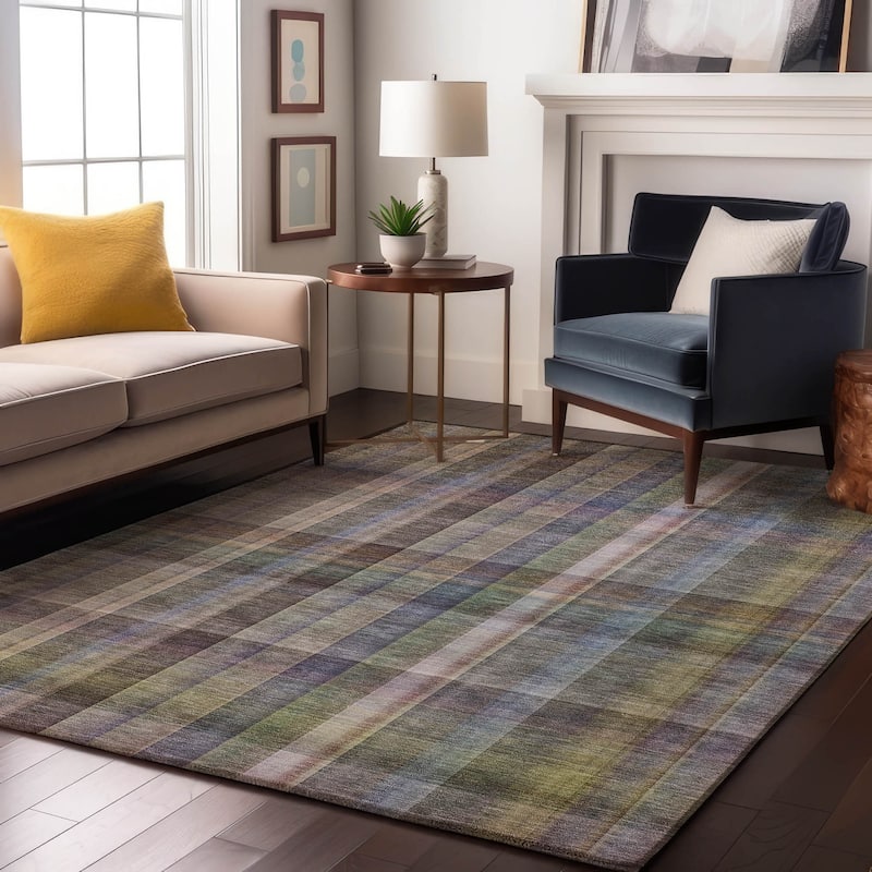 Premium Washable Super Soft Plaid Mayfield Rug - Pewter - 9' x 12' - Rectangle