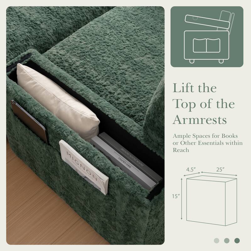 2-Piece Oversized Accent Chair & Ottoman Sets, Single Sofa Reading Couch Chaise Lounge with Storage Ottoman & Cup Holders