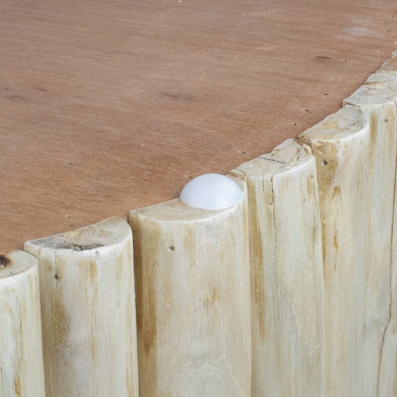 Handcrafted Round Teak Wood Log Coffee Table Accent Side Table