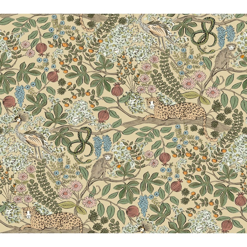 Rifle Paper Co. Safari Beige Jungle Toile Premium Peel + Stick Wallpaper