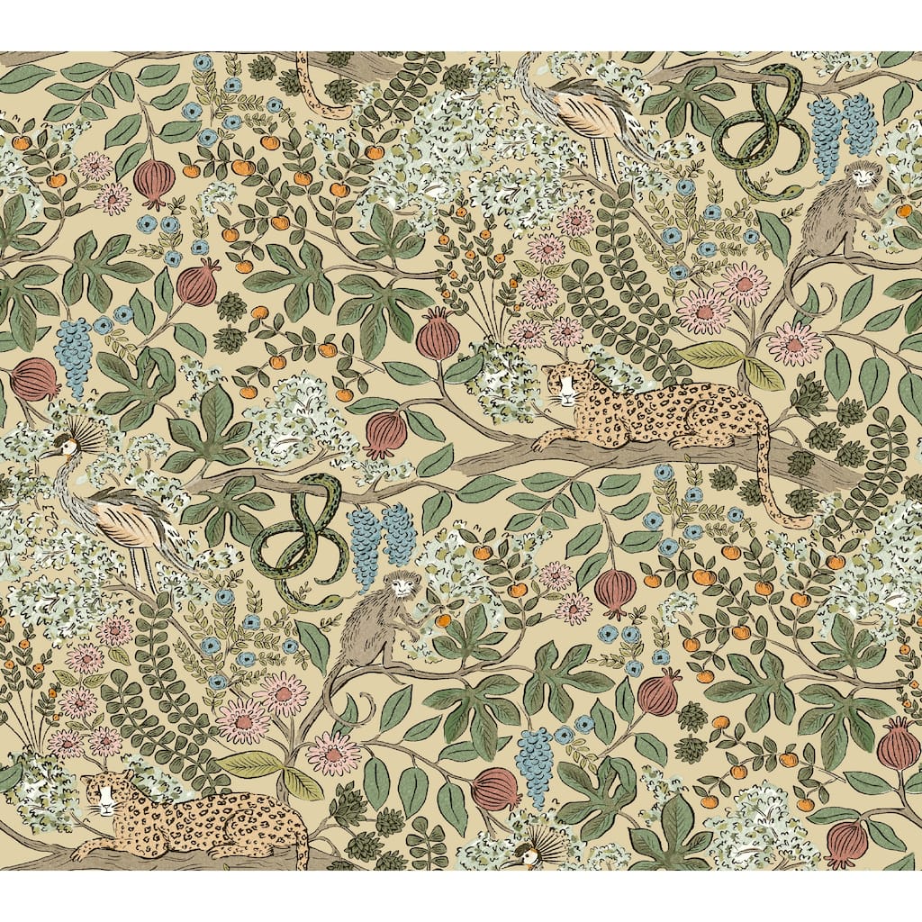 Rifle Paper Co. Safari Beige Jungle Toile Premium Peel + Stick Wallpaper