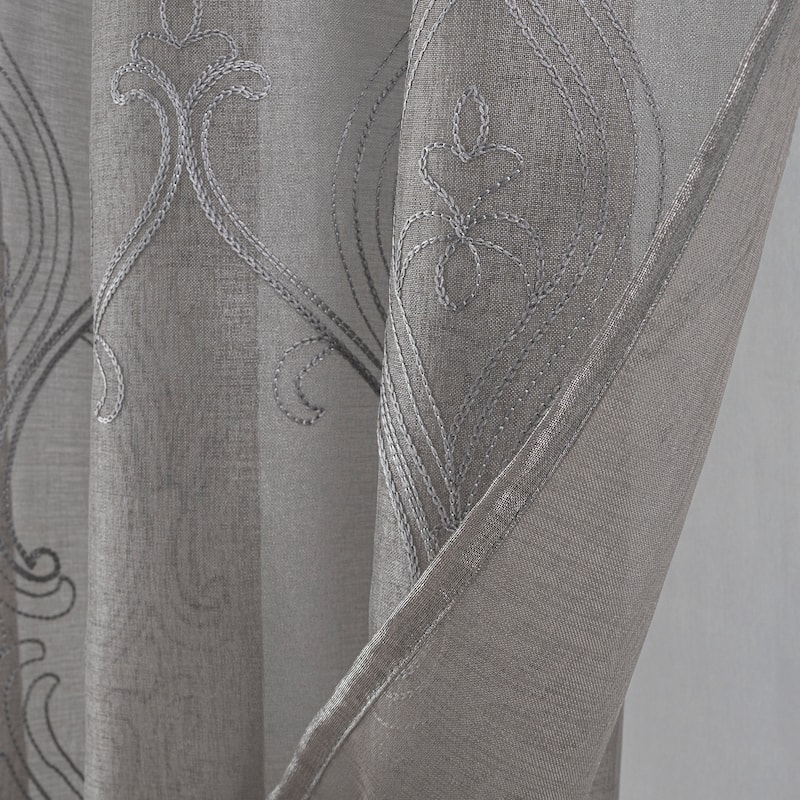 Embroidered Sheer Window Curtain Collection 84" or 95"