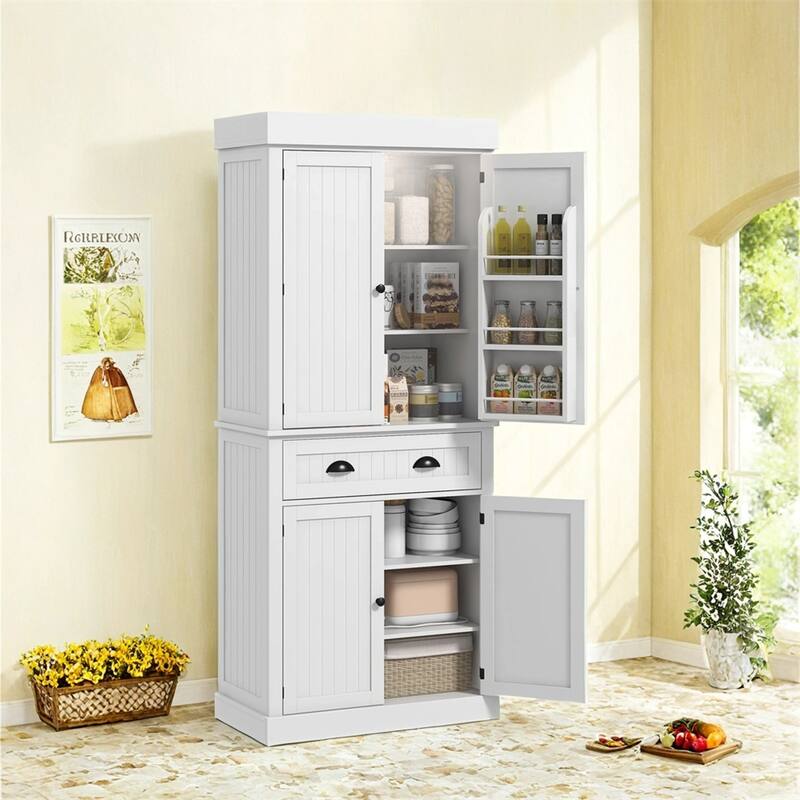 71" Kitchen Pantry Cabinet w/Motion Sensor Light,Tall Storage Cabinet