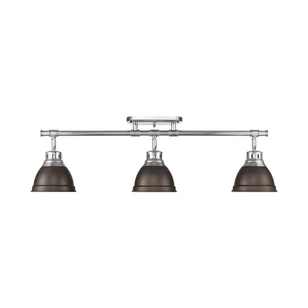 slide 2 of 4, Yep by Golden Lighting Duncan 3-light Semi-Flush Mount in Chrome and Rubbed Bronze shade - 3-Light Semi-flush