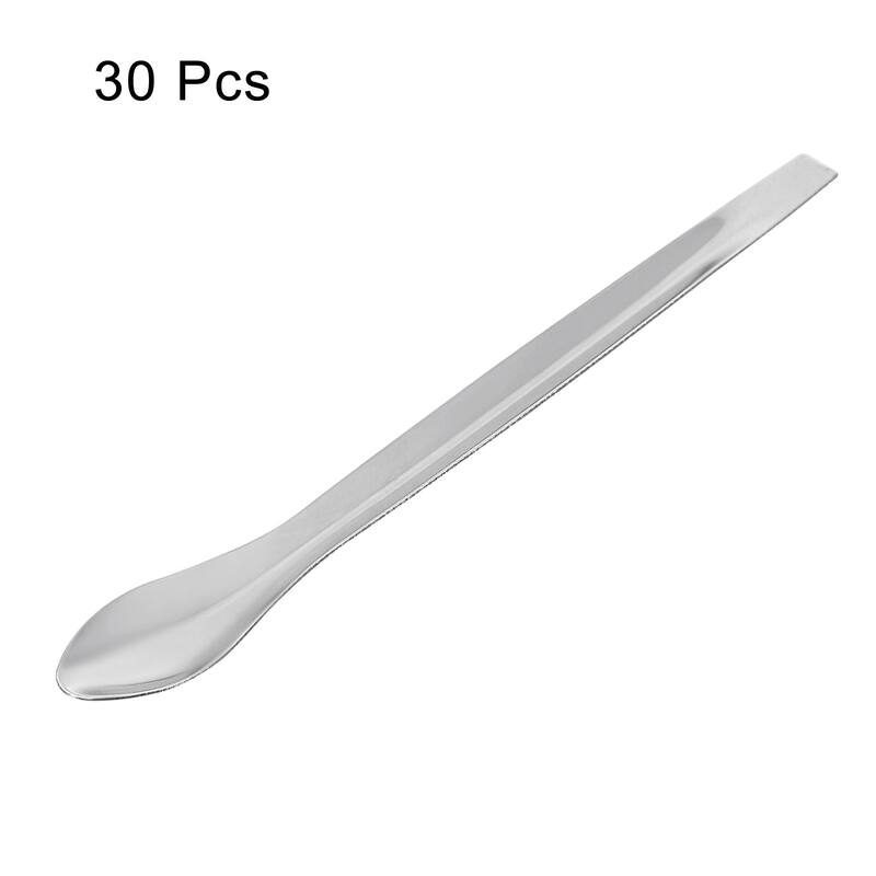 30Pcs 4.13" Silver 201 Stainless Steel Micro Lab Spoons for Powders Sampling - Silver Tone