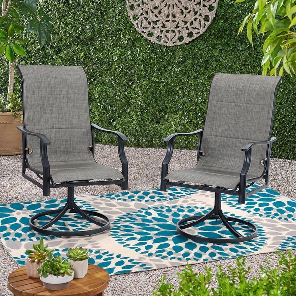 Patio Dining Chairs Padded Metal Swivel Chairs Mesh Textilene