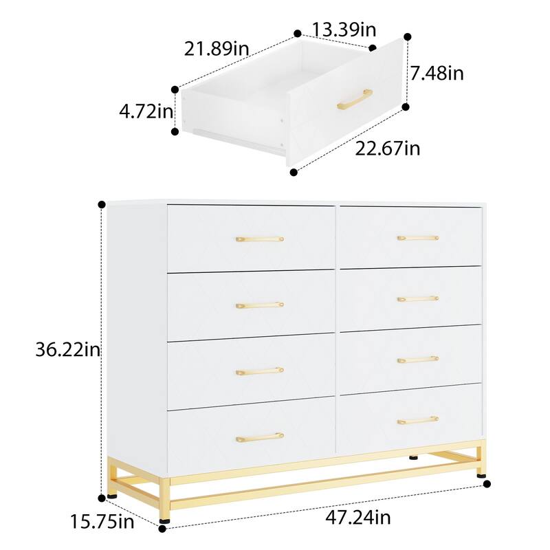 6/8 Drawer Dresser for Bedroom, Large Modern Storage Chest for Closet