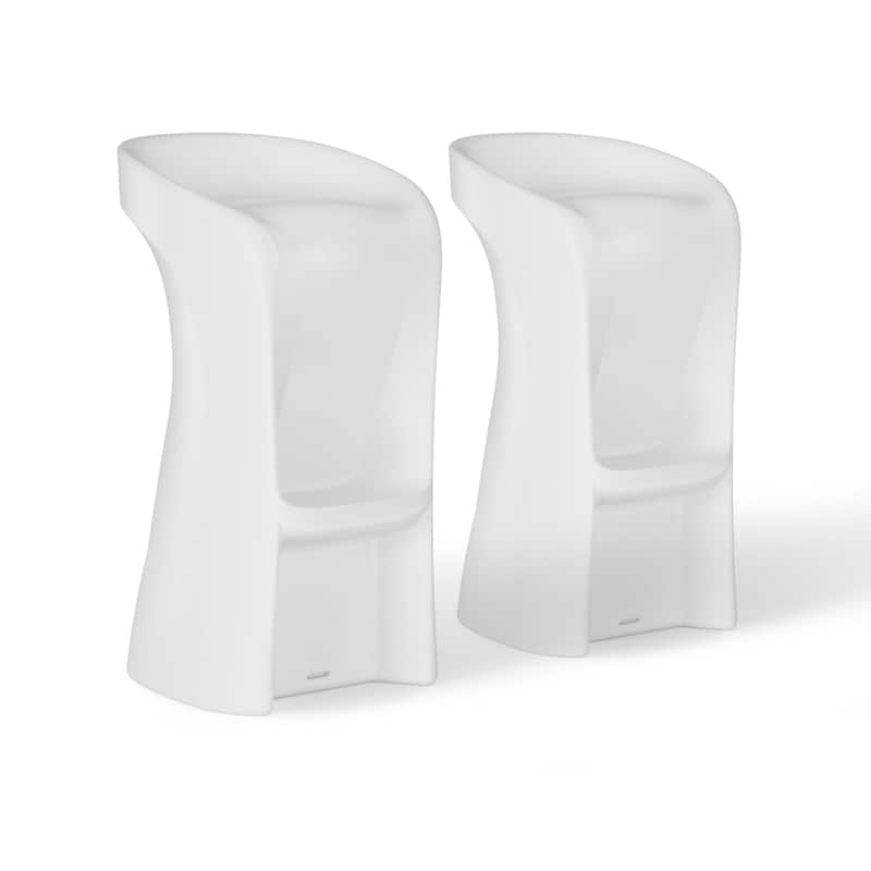 Ledge Lounger In Pool Barstools, Outdoor Patio, 33" Height - Set of 2 - White