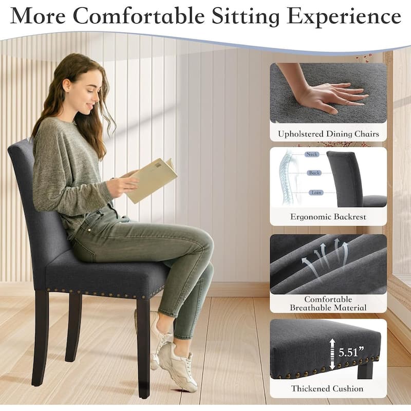 Set of 2 Upholstered Parsons Diner Room Chair for Living Room, Dining Room