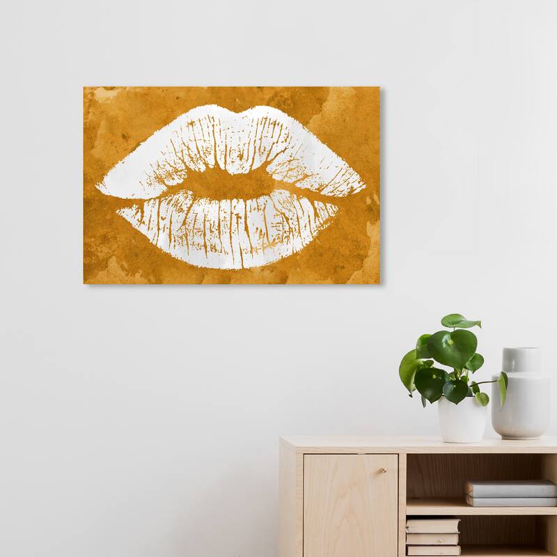 Wynwood Studio Fashion and Glam Solid Kiss Ochre Gold and Glam Wall Art Canvas Print - 20 x 30