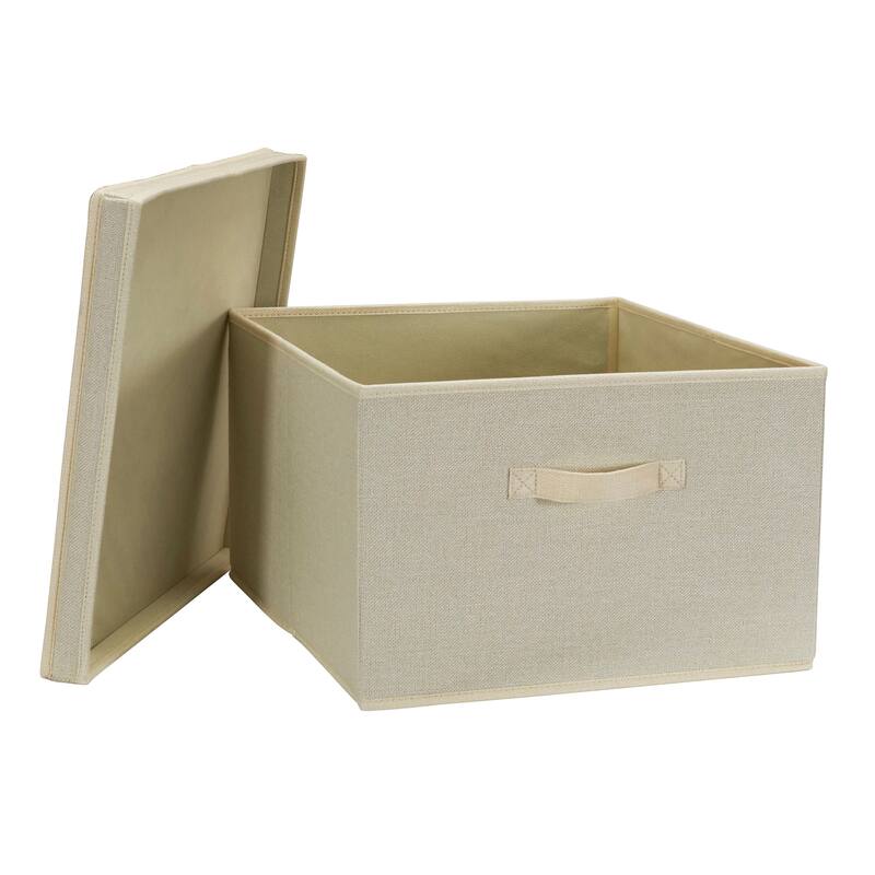 Household Essentials Canvas Storage Bins with Removable Lid, Set of 2