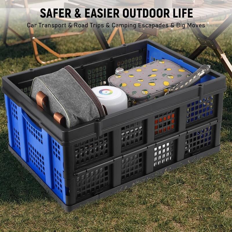 Foldable Storage Basket, Stackable Crate with Handle
