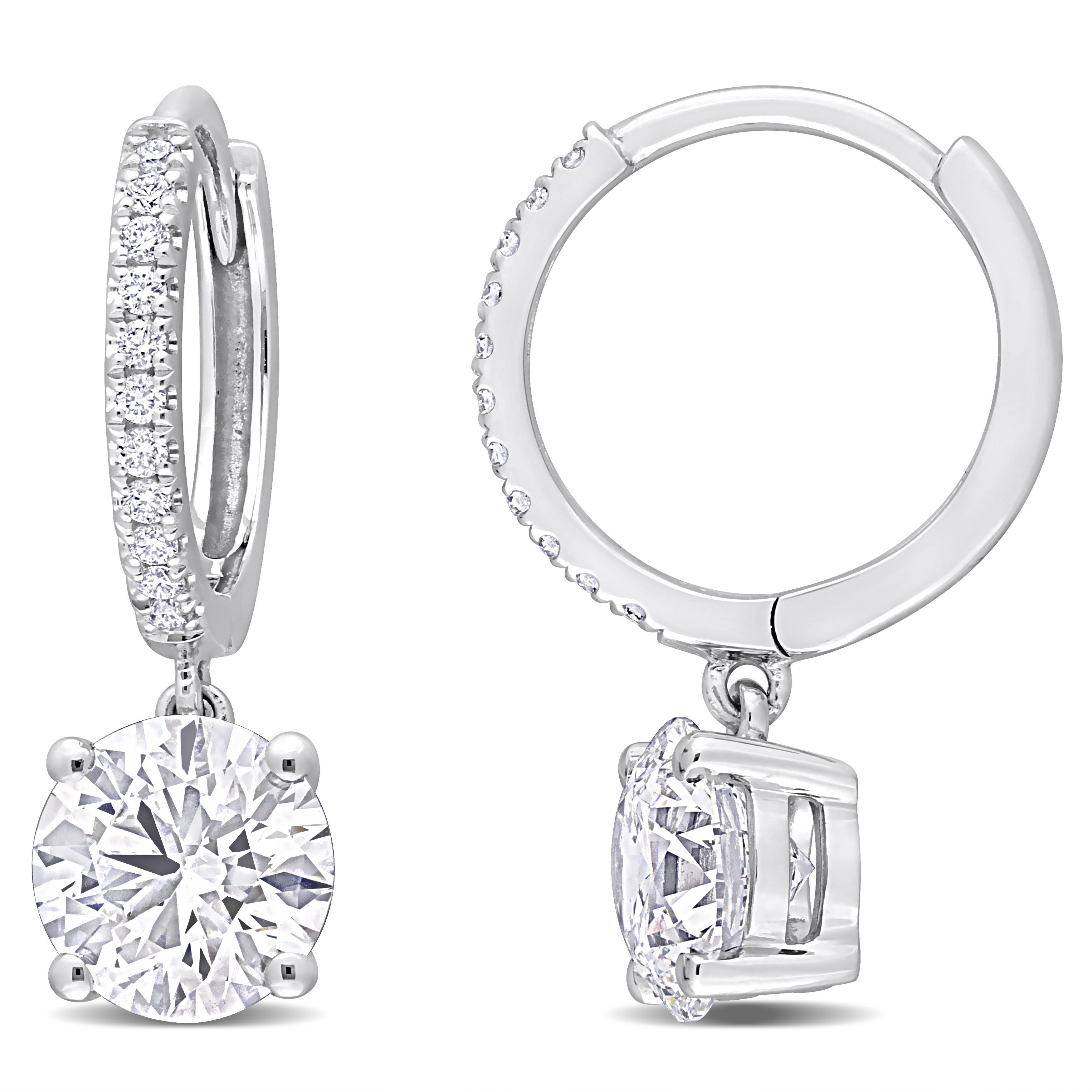 Miadora 2 1/10ct TDW Lab-Grown Diamond Huggie Earrings in 14k White Gold