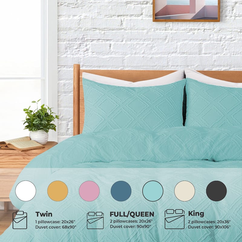 Clipped Jacquard Geometric Duvet Cover & Pillowcase Set