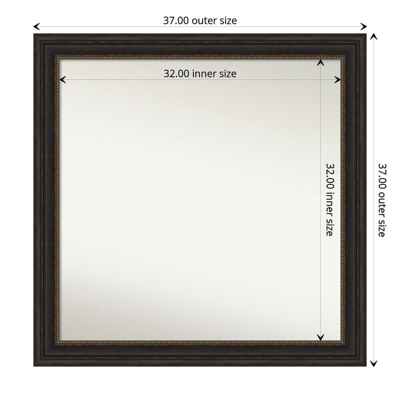 Accent Bronze Framed Non-Beveled Custom Wall Mirror, Bathroom Vanity Mirror - Outer Size: 37 x 37